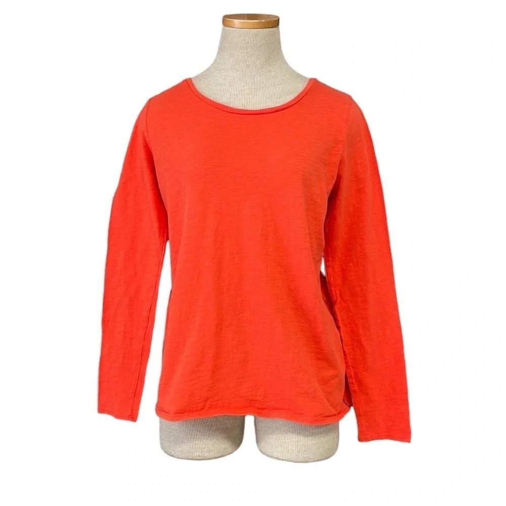 Eileen Fisher Top Shirt Organic Cotton Long Sleeve Orange Size X Small XS